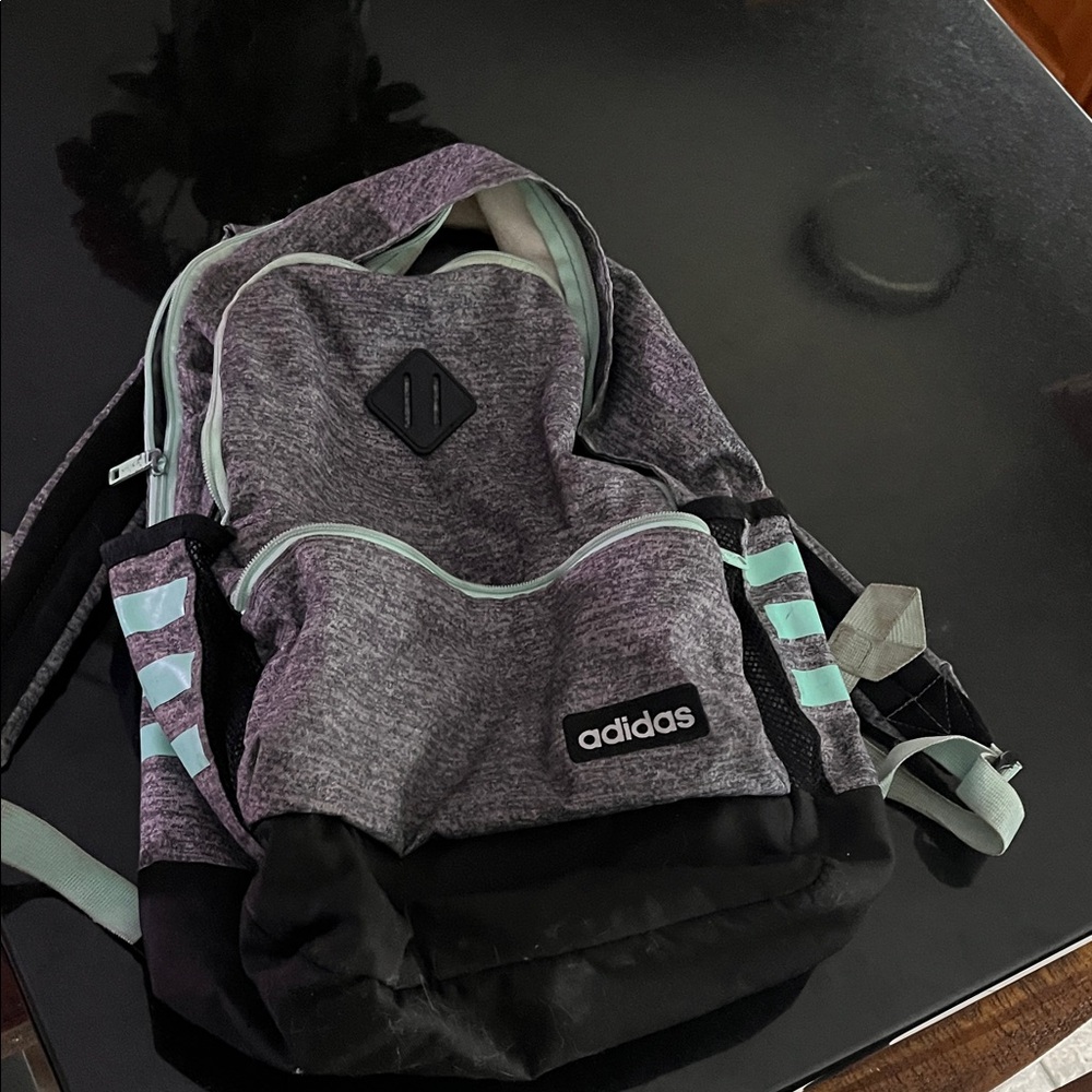 adidas Gray Heather Backpack with Mint Trim